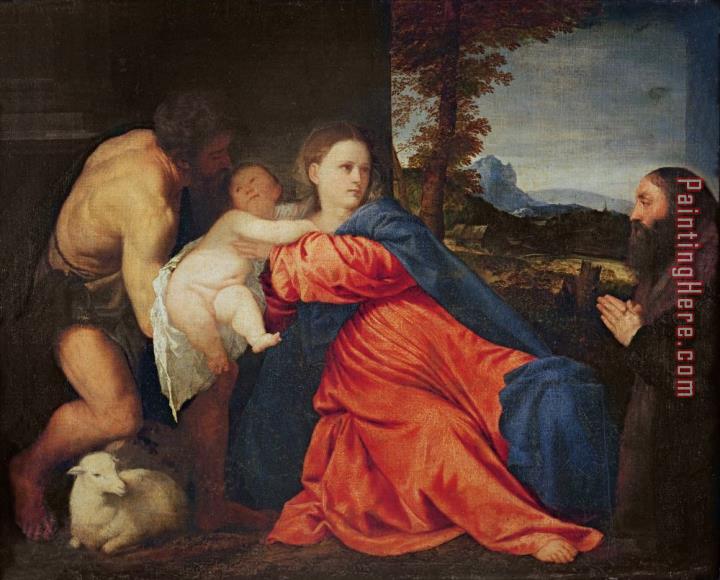 Titian Virgin and Infant with Saint John the Baptist and Donor